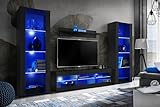 Komodee Wohnwand TV Tivoli Grande A1 Schwarz/Schwarz 250x159x35 cm